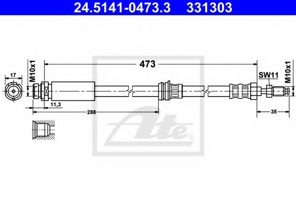 Furtun frana FORD FIESTA V (JH, JD) (2001 - 2010) ATE 24.5141-0473.3 piesa NOUA