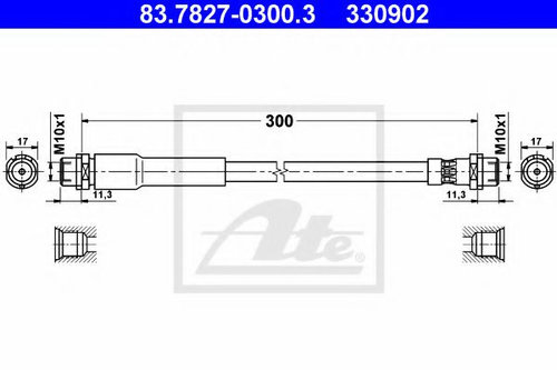 Furtun frana FORD FIESTA V (JH, JD) (2001 - 2010) ATE 83.7827-0300.3 piesa NOUA