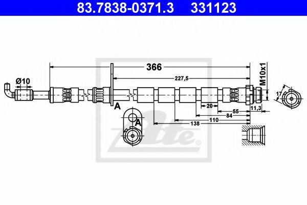 Furtun frana FORD FIESTA VI (2008 - 2016) ATE 83.7838-0371.3 piesa NOUA