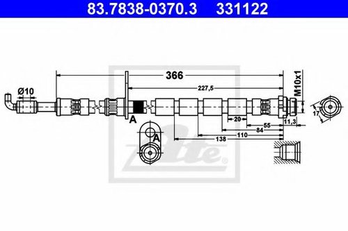 Furtun frana FORD FIESTA VI (2008 - 2016) ATE 83.7838-0370.3 piesa NOUA