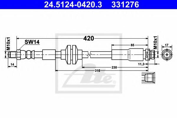 Furtun frana FORD FOCUS C-MAX (2003 - 2007) ATE 24.5124-0420.3 piesa NOUA