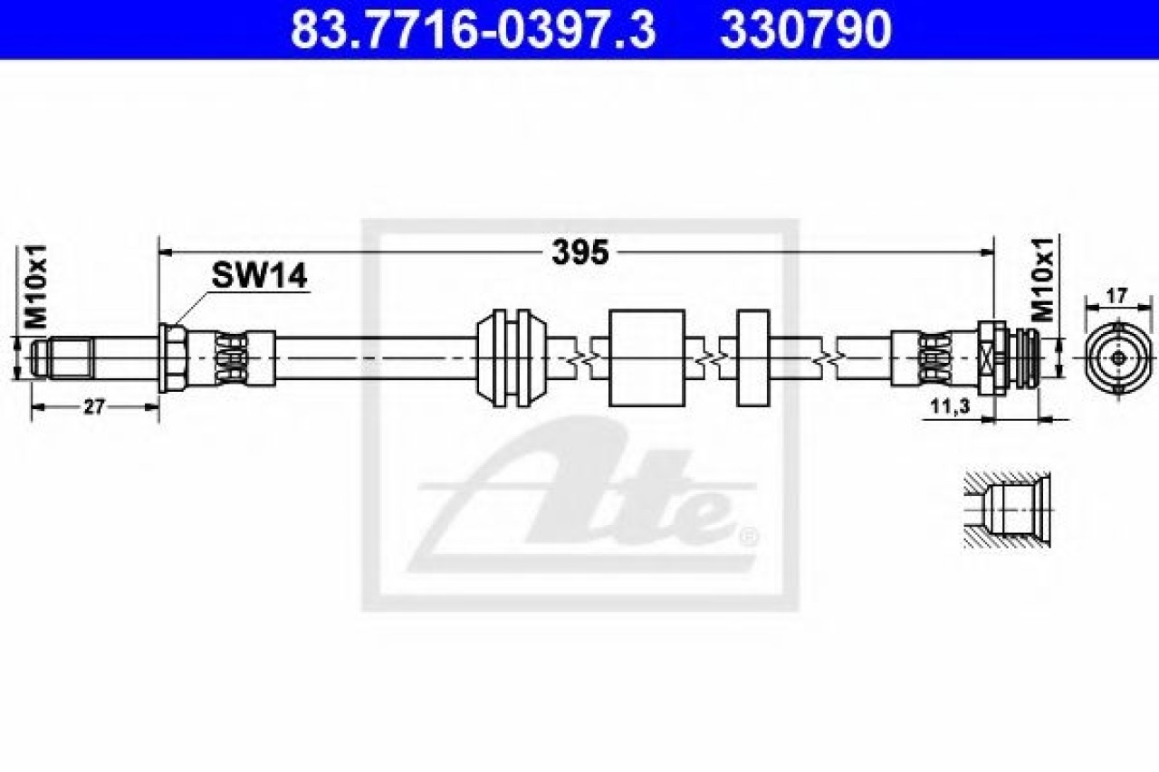 Furtun frana FORD FOCUS C-MAX (2003 - 2007) ATE 83.7716-0397.3 piesa NOUA