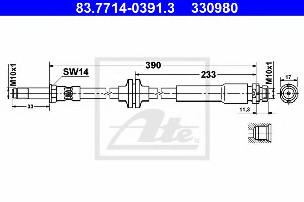 Furtun frana FORD FOCUS C-MAX (2003 - 2007) ATE 83.7714-0391.3 piesa NOUA