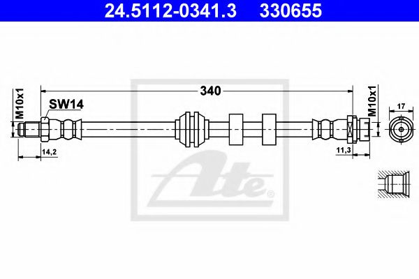 Furtun frana FORD FOCUS (DAW, DBW) (1998 - 2007) ATE 24.5112-0341.3 piesa NOUA