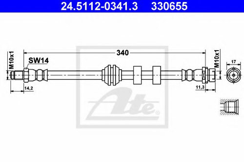 Furtun frana FORD FOCUS (DAW, DBW) (1998 - 2007) ATE 24.5112-0341.3 piesa NOUA