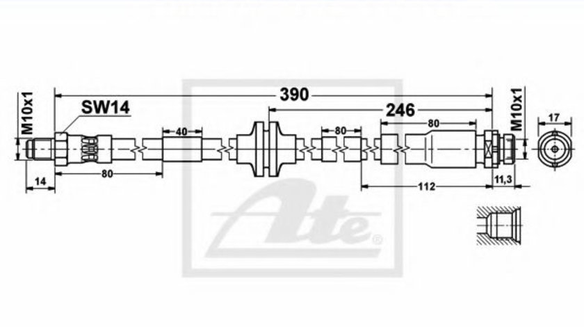 Furtun frana FORD FOCUS II Cabriolet (2006 - 2016) ATE 83.7788-0409.3 piesa NOUA