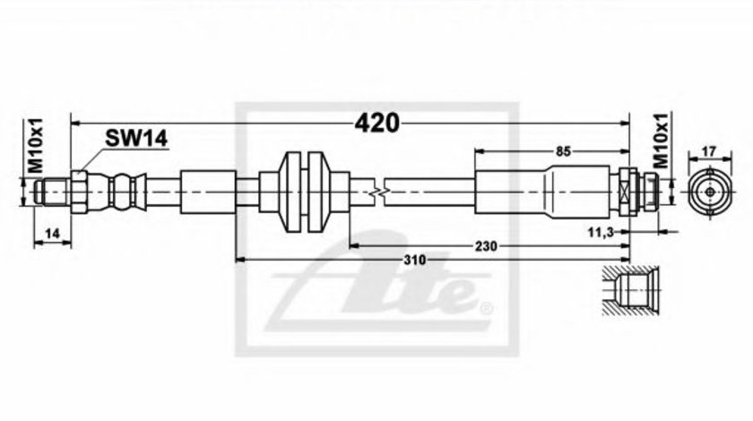 Furtun frana FORD FOCUS II Cabriolet (2006 - 2016) ATE 24.5124-0420.3 piesa NOUA