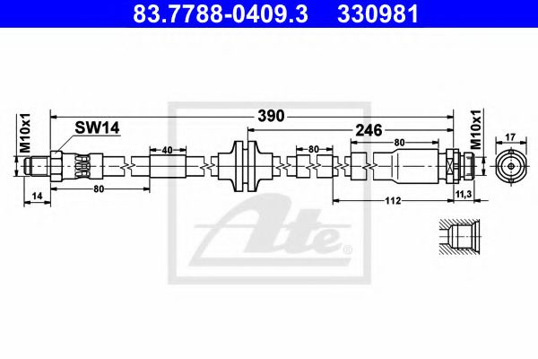 Furtun frana FORD FOCUS II Combi (DA) (2004 - 2012) ATE 83.7788-0409.3 piesa NOUA