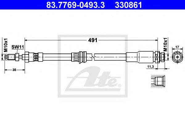 Furtun frana FORD FUSION (JU) (2002 - 2012) ATE 83.7769-0493.3 piesa NOUA