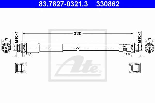 Furtun frana FORD FUSION (JU) (2002 - 2012) ATE 83.7827-0321.3 piesa NOUA