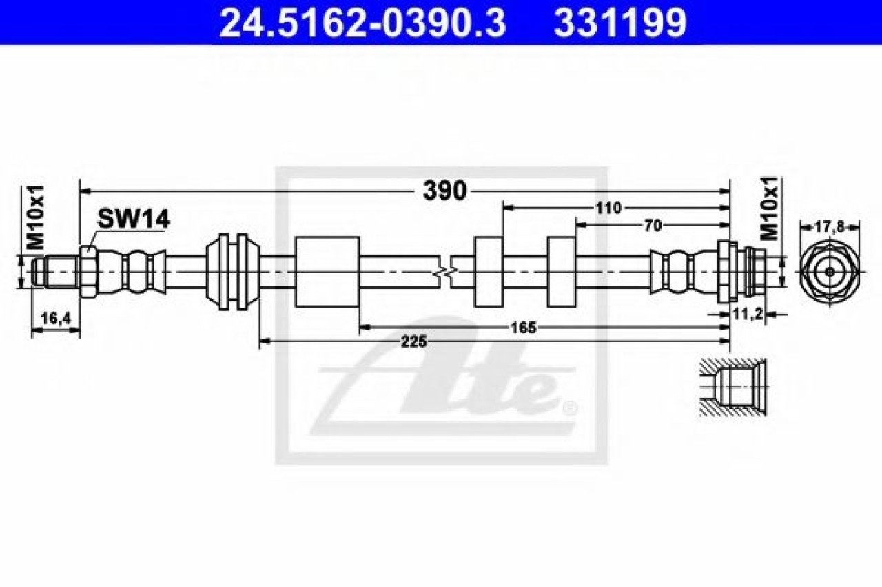 Furtun frana FORD GALAXY (WA6) (2006 - 2015) ATE 24.5162-0390.3 piesa NOUA