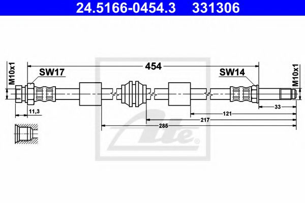 Furtun frana FORD GALAXY (WGR) (1995 - 2006) ATE 24.5166-0454.3 piesa NOUA