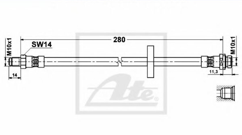 Furtun frana FORD MONDEO III (B5Y) (2000 - 2007) ATE 83.7788-0280.3 piesa NOUA