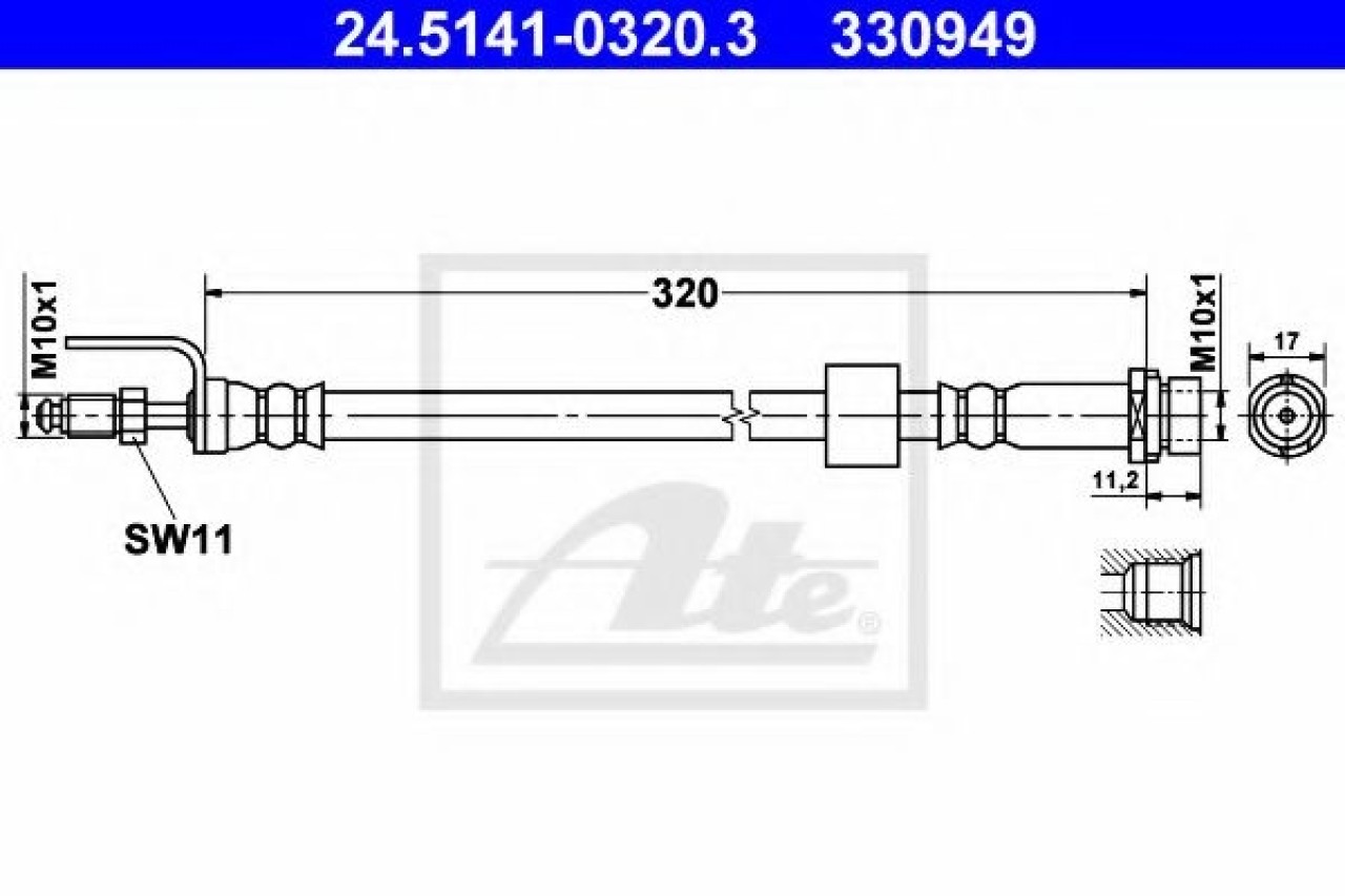 Furtun frana FORD TRANSIT caroserie (2006 - 2014) ATE 24.5141-0320.3 piesa NOUA