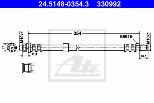 Furtun frana FORD TRANSIT CONNECT (P65, P70, P80) (2002 - 2016) ATE 24.5148-0354.3 piesa NOUA