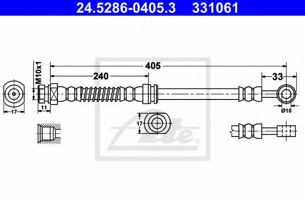 Furtun frana HYUNDAI TUCSON (JM) (2004 - 2010) ATE 24.5286-0405.3 piesa NOUA