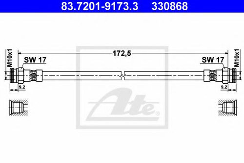 Furtun frana LANCIA YPSILON (843) (2003 - 2011) ATE 83.7201-9173.3 piesa NOUA