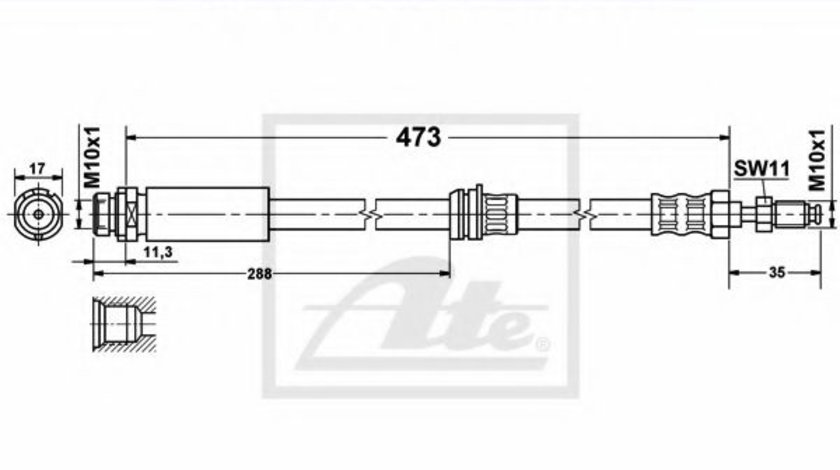 Furtun frana MAZDA 2 (DY) (2003 - 2016) ATE 24.5141-0473.3 piesa NOUA