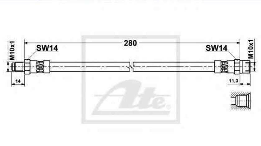 Furtun frana MERCEDES-BENZ COUPE (C123) ATE 83.7704-0281.3