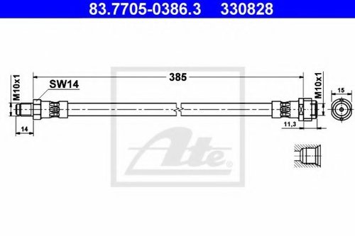 Furtun frana MERCEDES C-CLASS T-Model (S204) (2007 - 2014) ATE 83.7705-0386.3 piesa NOUA