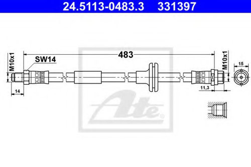 Furtun frana MERCEDES C-CLASS (W202) (1993 - 2000) ATE 24.5113-0483.3 piesa NOUA