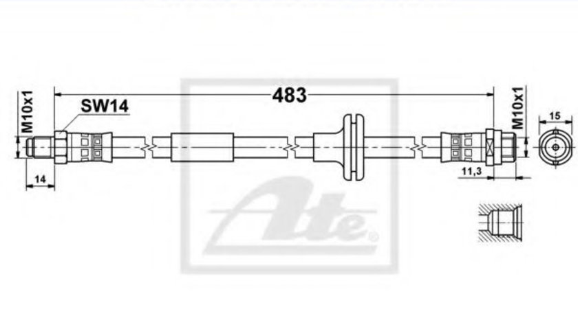 Furtun frana MERCEDES C-CLASS (W202) (1993 - 2000) ATE 24.5113-0483.3 piesa NOUA