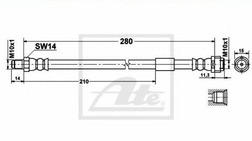 Furtun frana MERCEDES C-CLASS (W203) (2000 - 2007) ATE 24.5123-0281.3 piesa NOUA