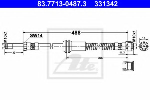 Furtun frana MERCEDES CLS (C218) (2011 - 2016) ATE 83.7713-0487.3 piesa NOUA