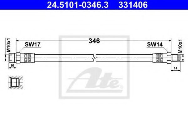 Furtun frana MERCEDES E-CLASS (W124) (1993 - 1995) ATE 24.5101-0346.3 piesa NOUA