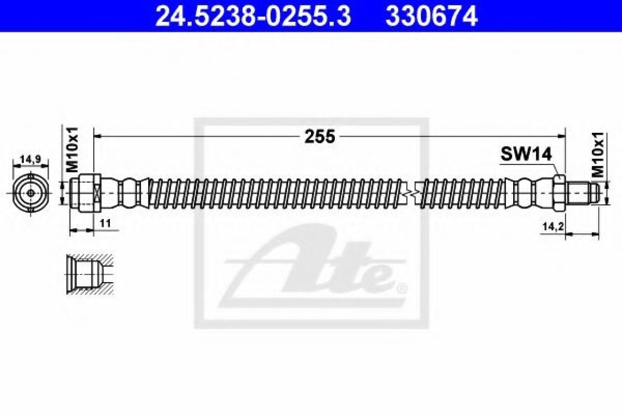 Furtun frana MERCEDES E-CLASS (W211) (2002 - 2009) ATE 24.5238-0255.3 piesa NOUA