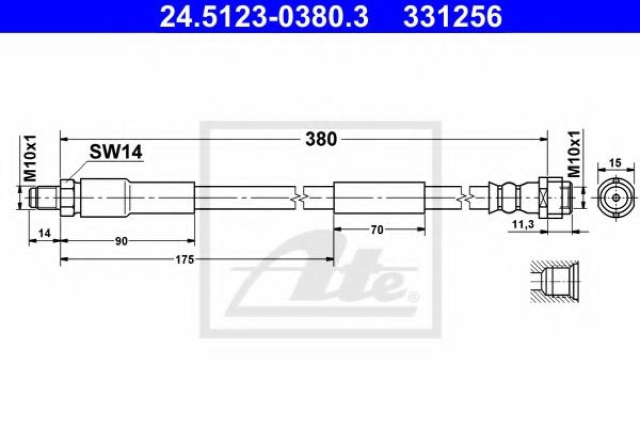 Furtun frana MERCEDES E-CLASS (W211) (2002 - 2009) ATE 24.5123-0380.3 piesa NOUA