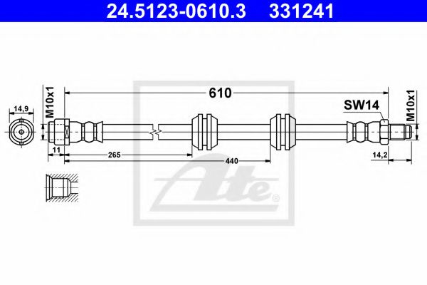 Furtun frana MERCEDES M-CLASS (W164) (2005 - 2011) ATE 24.5123-0610.3 piesa NOUA