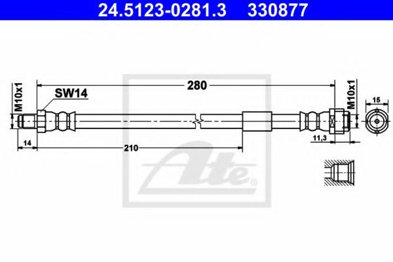 Furtun frana MERCEDES S-CLASS (W220) (1998 - 2005) ATE 24.5123-0281.3 piesa NOUA
