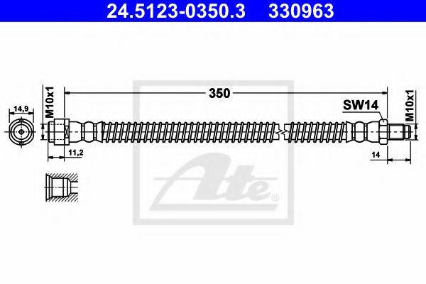 Furtun frana MERCEDES S-CLASS (W221) (2005 - 2013) ATE 24.5123-0350.3 piesa NOUA