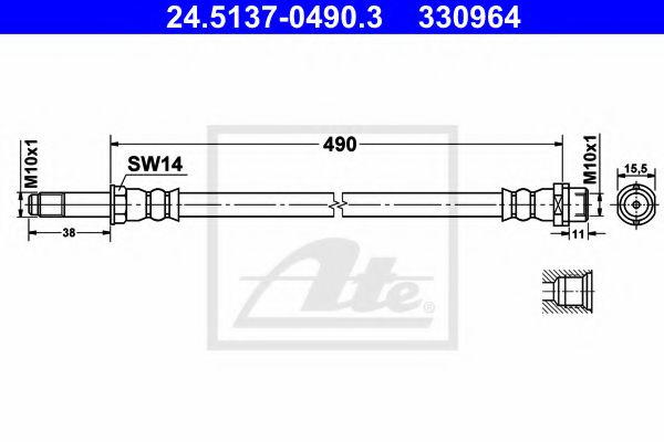 Furtun frana MERCEDES SPRINTER 3,5-t platou / sasiu (906) (2006 - 2016) ATE 24.5137-0490.3 piesa NOUA