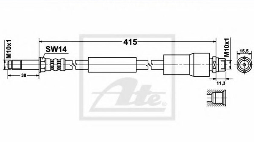 Furtun frana MERCEDES SPRINTER 4,6-t caroserie (906) (2006 - 2016) ATE 24.5131-0415.3 piesa NOUA