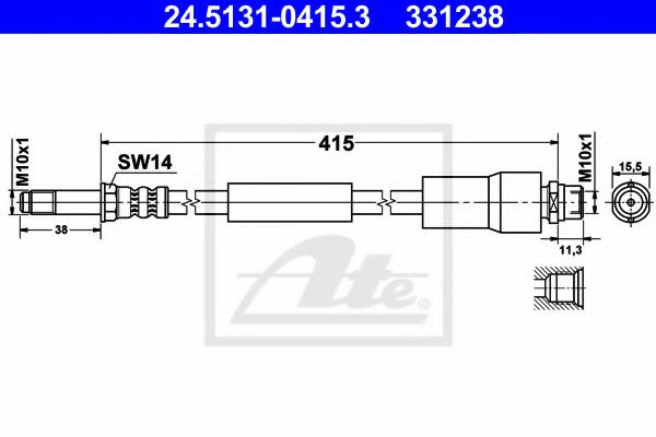Furtun frana MERCEDES SPRINTER 4,6-t platou / sasiu (906) (2006 - 2016) ATE 24.5131-0415.3 piesa NOUA