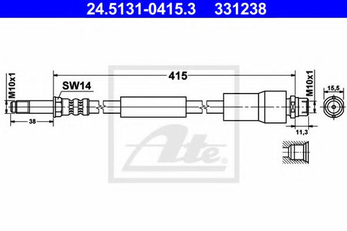 Furtun frana MERCEDES SPRINTER 5-t caroserie (906) (2006 - 2016) ATE 24.5131-0415.3 piesa NOUA