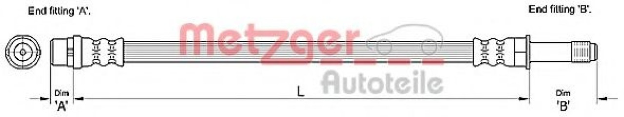 Furtun frana MERCEDES SPRINTER 5-t caroserie (906) (2006 - 2016) METZGER 4110280 piesa NOUA