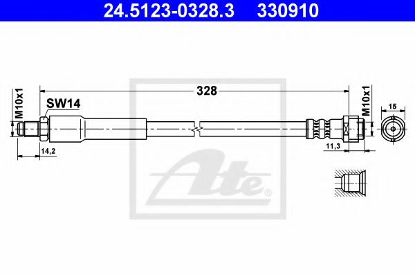 Furtun frana MERCEDES VIANO (W639) (2003 - 2016) ATE 24.5123-0328.3 piesa NOUA