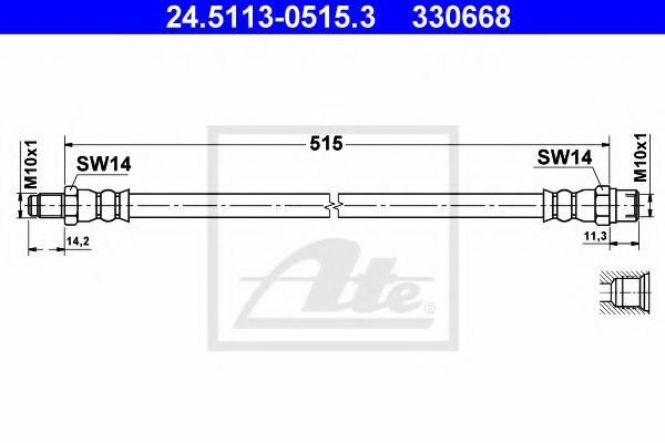 Furtun frana MERCEDES VITO bus (638) (1996 - 2003) ATE 24.5113-0515.3 piesa NOUA