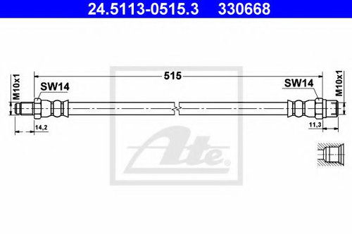 Furtun frana MERCEDES VITO caroserie (638) (1997 - 2003) ATE 24.5113-0515.3 piesa NOUA