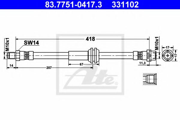 Furtun frana MINI MINI CLUBMAN (R55) (2007 - 2015) ATE 83.7751-0417.3 piesa NOUA