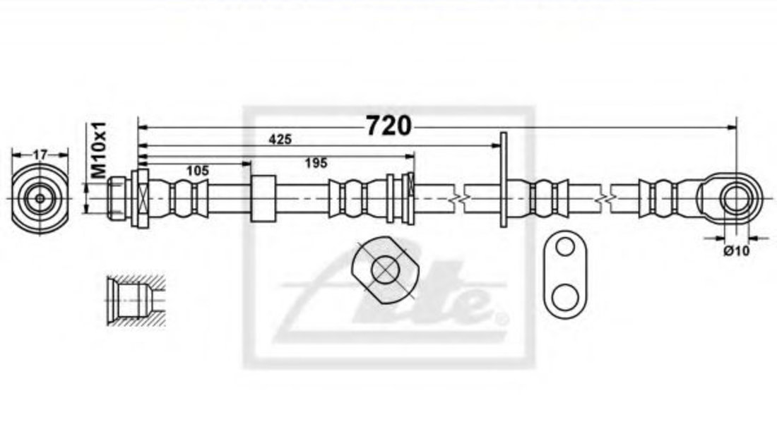 Furtun frana MITSUBISHI L 200 (KB, KA) (2004 - 2016) ATE 24.5241-0721.3 piesa NOUA