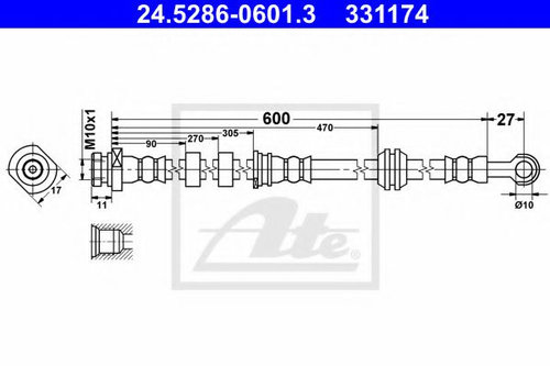 Furtun frana MITSUBISHI OUTLANDER II (CW) (2006 - 2012) ATE 24.5286-0601.3 piesa NOUA