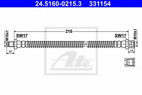 Furtun frana MITSUBISHI PAJERO II Canvas Top (V2_W, V4_W) (1990 - 2000) ATE 24.5160-0215.3 piesa NOU...