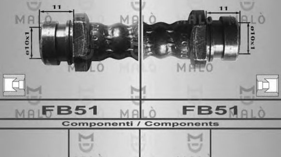 Furtun frana MITSUBISHI PAJERO II (V3_W, V2_W, V4_W) (1990 - 1999) MALO 80374 piesa NOUA