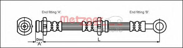 Furtun frana NISSAN ALMERA I (N15) (1995 - 2000) METZGER 4111997 piesa NOUA
