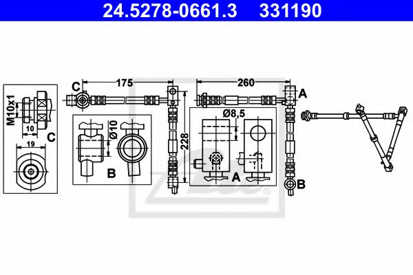 Furtun frana NISSAN PRIMERA (P12) (2002 - 2016) ATE 24.5278-0661.3 piesa NOUA