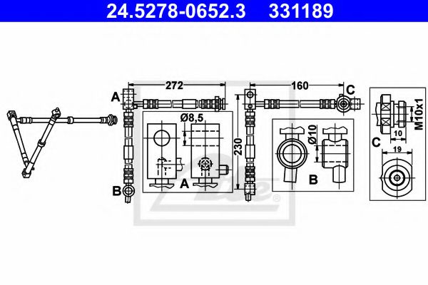 Furtun frana NISSAN PRIMERA (P12) (2002 - 2016) ATE 24.5278-0652.3 piesa NOUA
